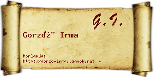 Gorzó Irma névjegykártya